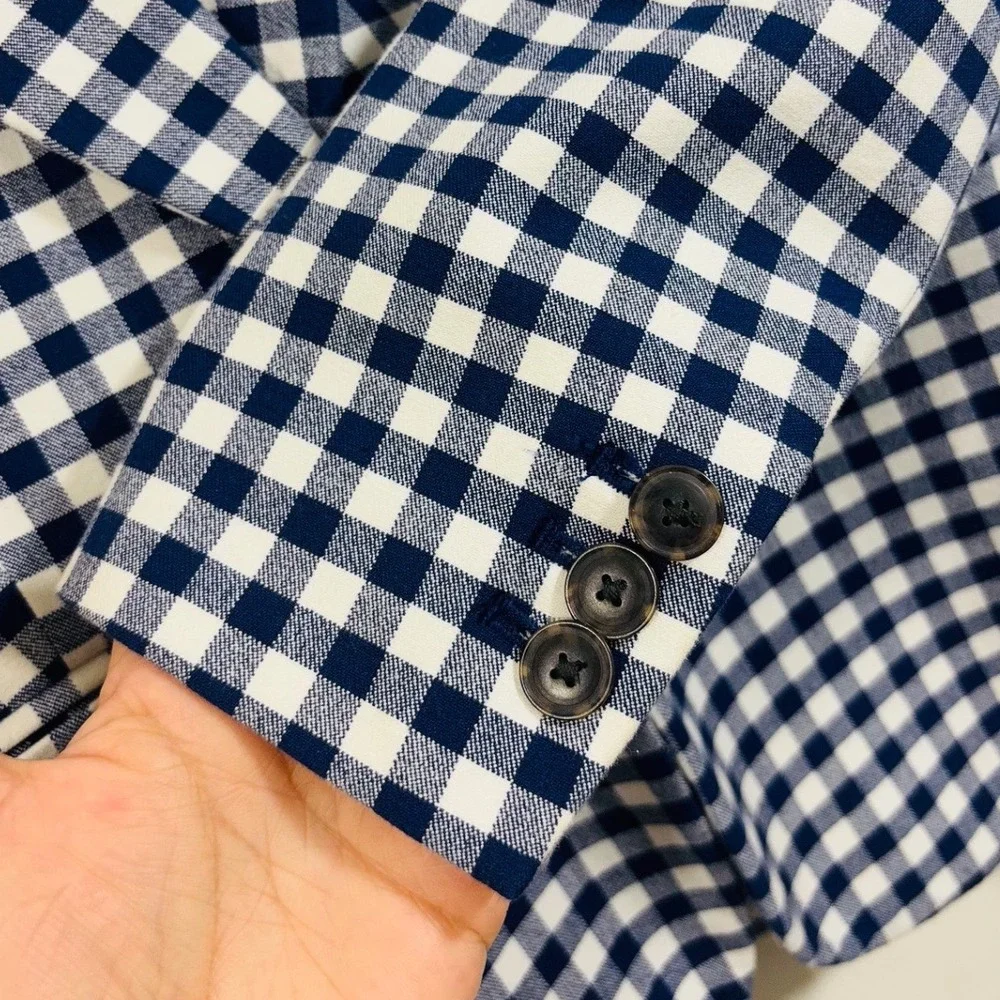 J. Crew Blue And White‎ Gingham Checkered Campbell Women's Office Blazer Size 00